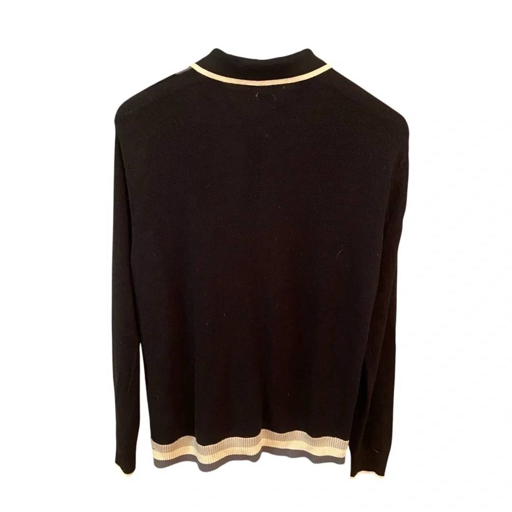 Urban Outfitters Men’s Button-Down Polo Sweater Size L Black Grey Cream Cotton